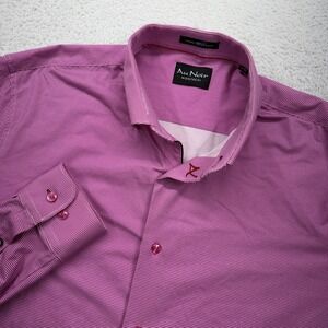 Au Noir Montreal Mens Pink Micro Check 360 Stretch Button Down Shirt Size 5 XL